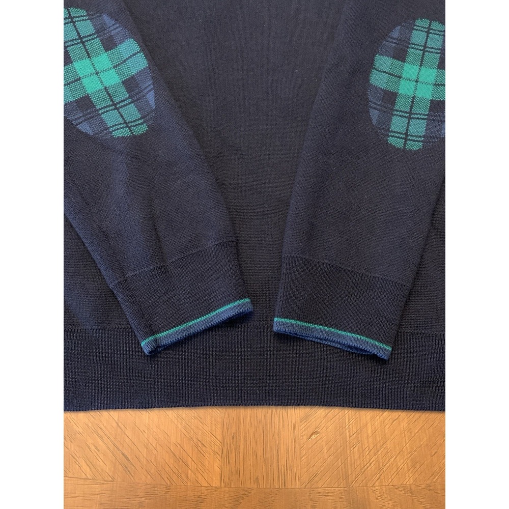 Saint James Sweater‎ New Wool Navy Green Plaid Elbow Patches Men's  Size 48 - Picture 11 of 16